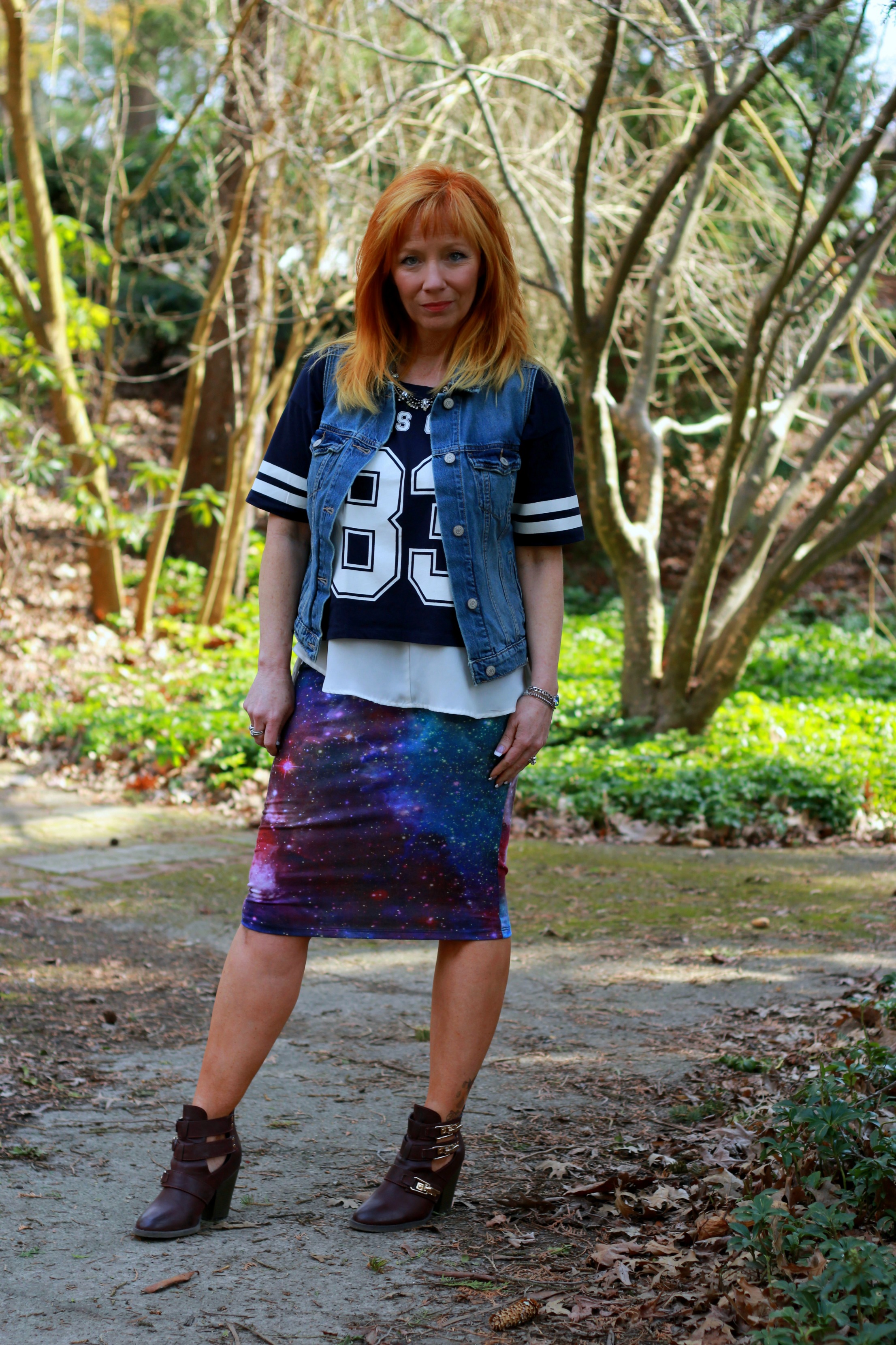 blue galaxy print leggings - Gem