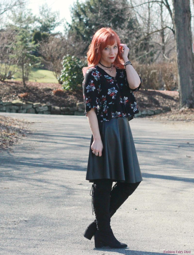 Faux Leather Skirt & Floral Top: The Spring Skirt Series