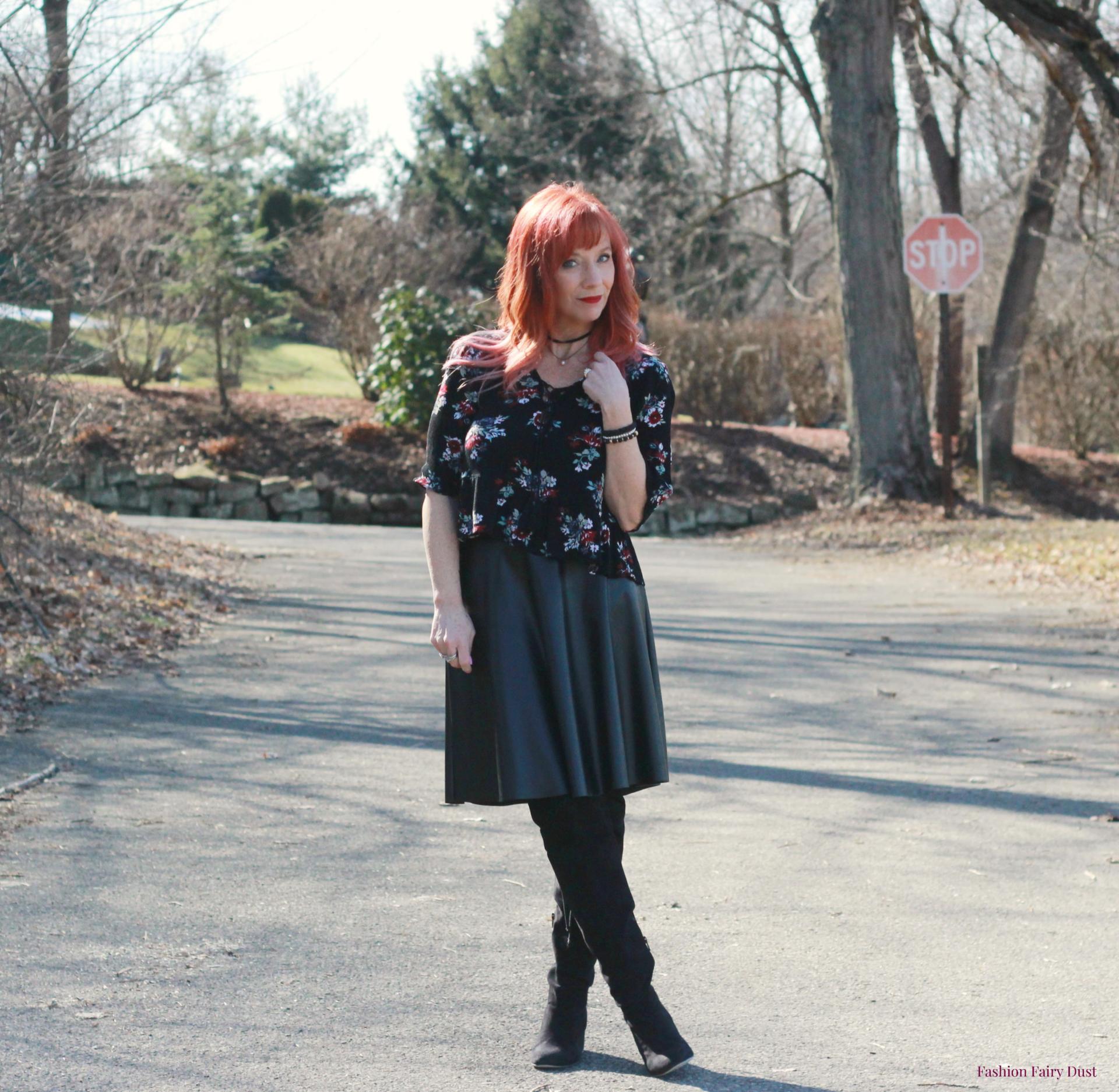 Faux Leather Skirt & Floral Top: The Spring Skirt Series