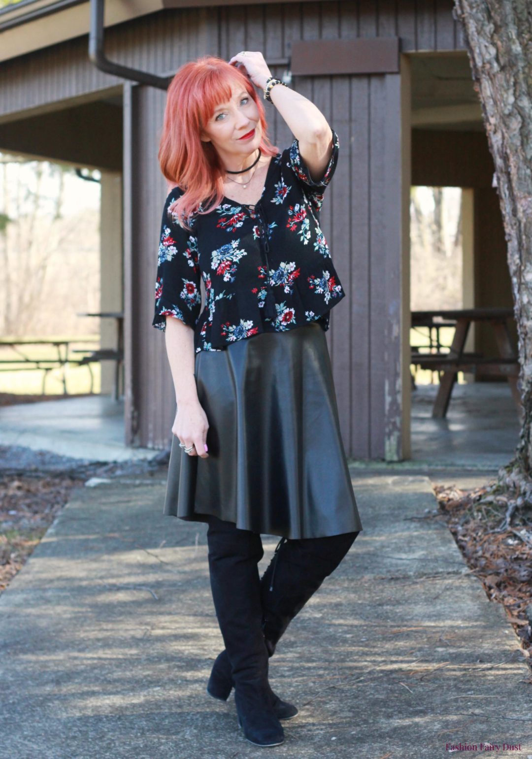 Faux Leather Skirt & Floral Top: The Spring Skirt Series